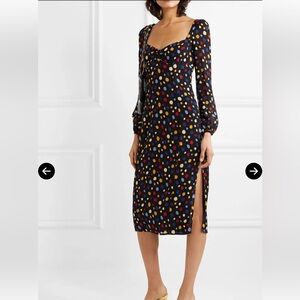 Reformation Black Multicolor Polka Dot Long Sleeve Dress